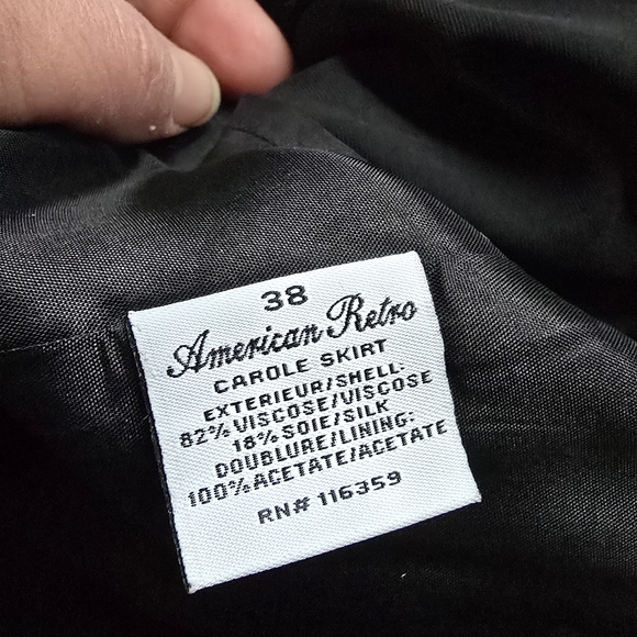 Women's American Retro Carole Black Velvet Skirt with Lace Trim NEW sz 8 - Picture 8 of 13